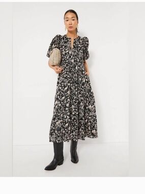 Tuckernuck Hyacinth House Cisco Maxi Dress Floral Puff Sleeve Boho Midi Small